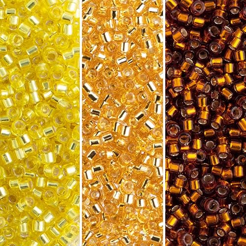 Miyuki Delica - Juego de cuentas de semillas, tamaño 110, con forro de plata dorada, colección DB42, DB144, DB145-3 tubos de 0.25oz de ea