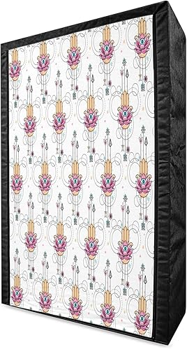 Ambesonne Hamsa Portable Fabric Wardrobe, Eastern Motifs with All Seeing Eye Inspirations South Illustration, Clothing Organizer and Storage Closet