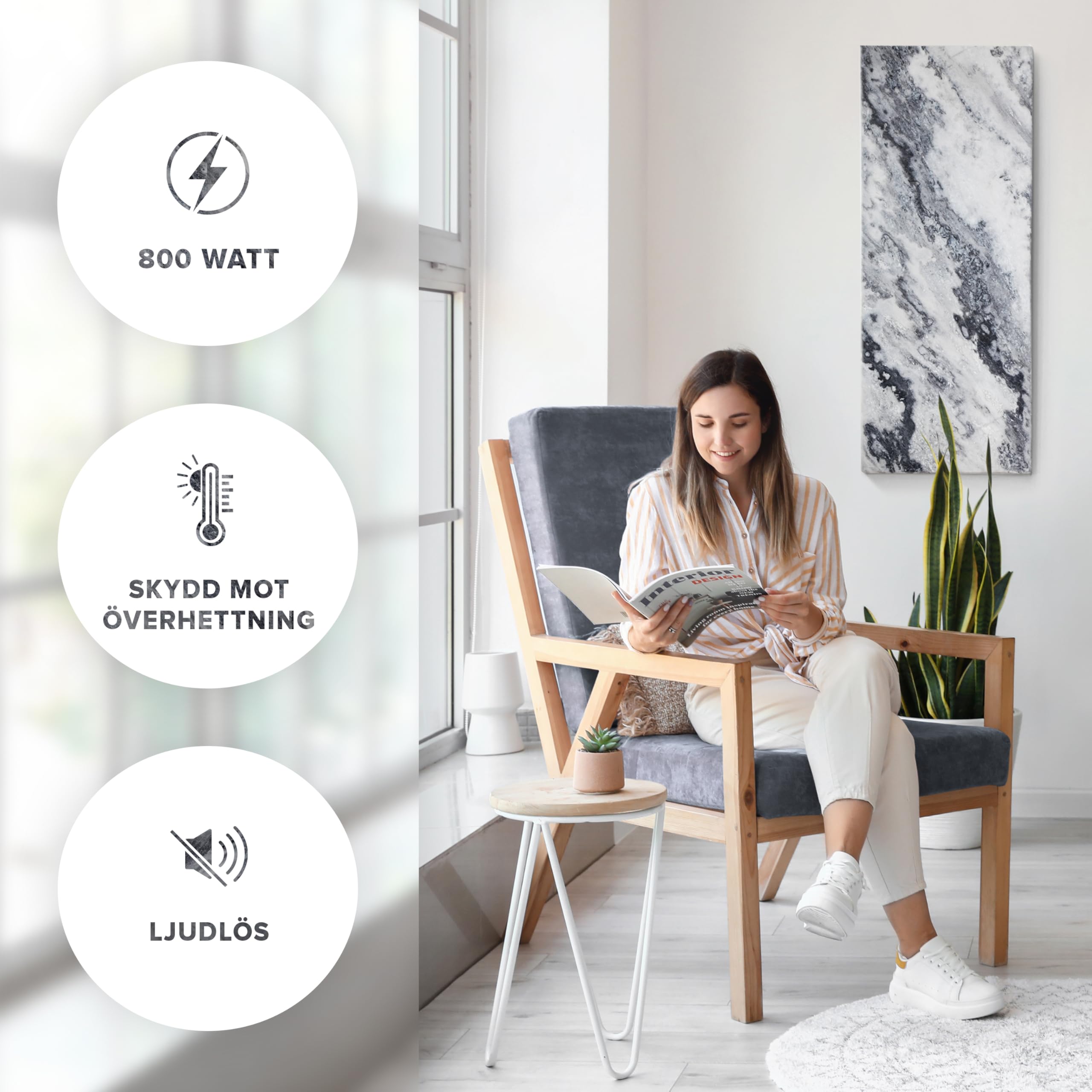 Promiennik podczerwieni z kamienia naturalnego z cyfrowym termostatem | 800 Watt | Qarama B-800 | energooszczędne ogrzewanie ścienne na podczerwień | 5 lat | niemiecka jakość