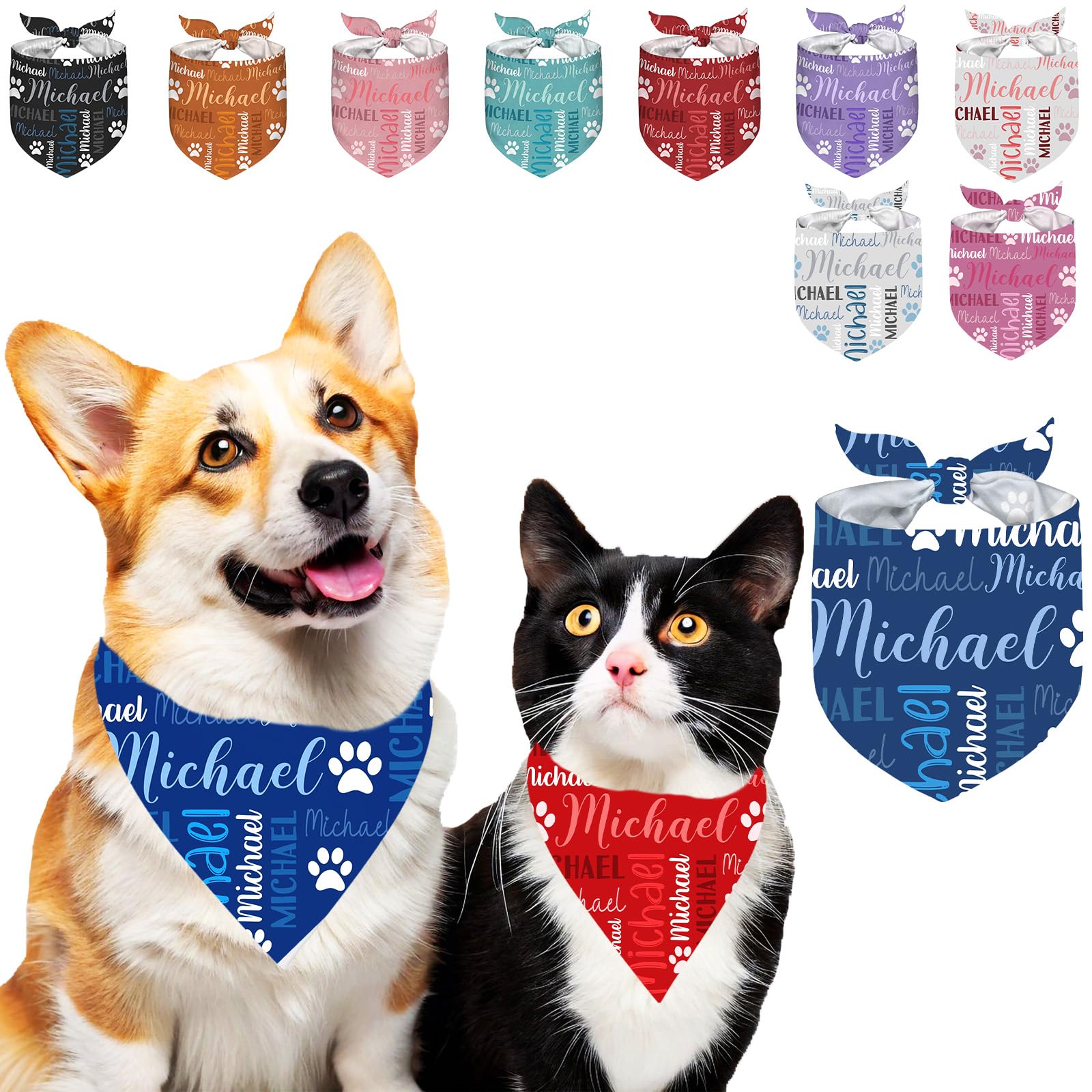 Personalised Dog Bandana Custom Dog Neckwear with Name Logo Custom Pet Triangle Scarf for Dog Cat Rabbit Birthday Gift