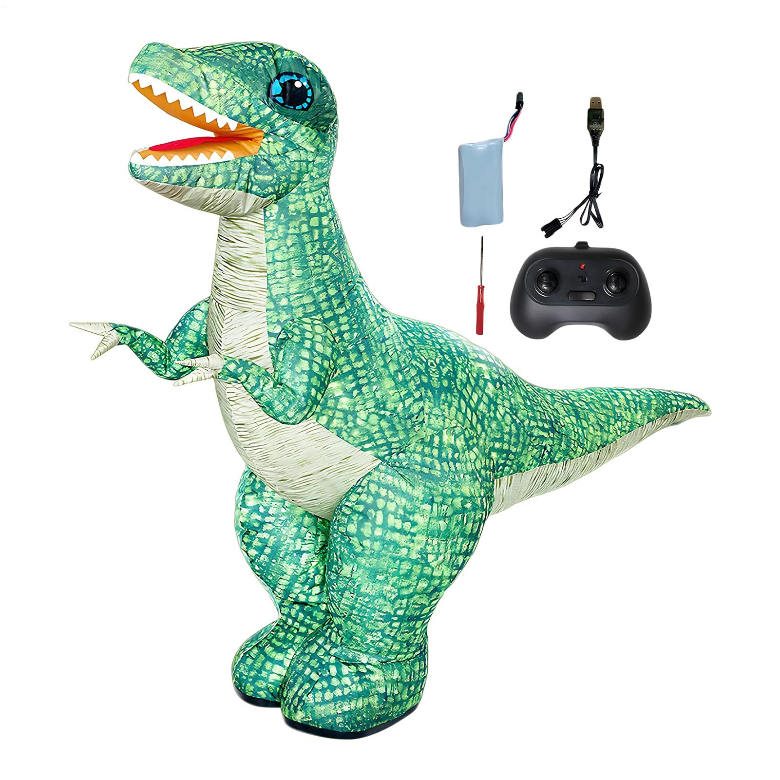 Remote Control Inflatable Dinosaur - Realistic Walking RC Toy | 360 Degree Rotation & Sound For Kids Age 6-12, Fun Gift For Birthday, Halloween & Christmas, 1 Piece, Green