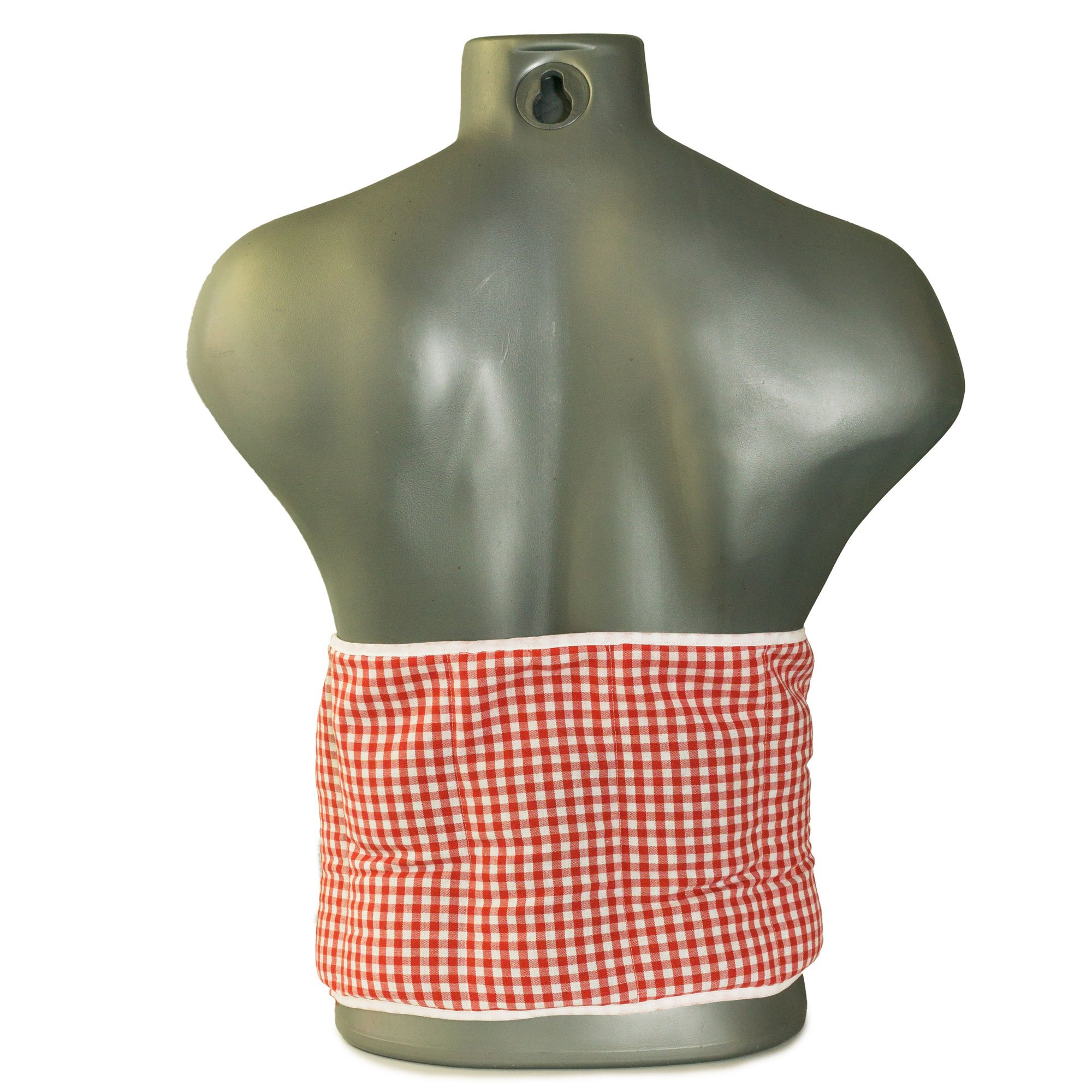 Cuscino termico con cintura, semi di lino (Lunghezza totale: 135cm, rosso-bianco, Cotone Bio) Cuscino riscaldabile per forno, microonde e frigorifero. Caldo e freddo