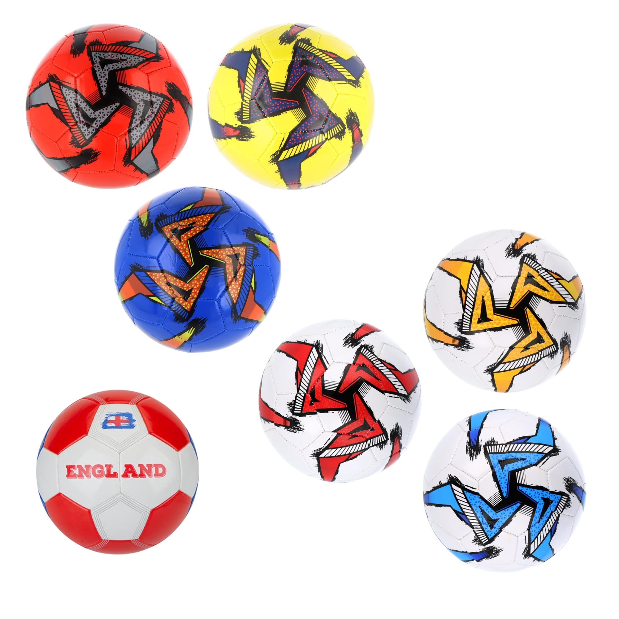 SRV Hub Size 5 Football, 1x Random Design, 32 Panel Soccer Ball, Shipped Deflated, Outdoor Training Football for Match Practice, School PE & Kickabouts, Assorted Styles