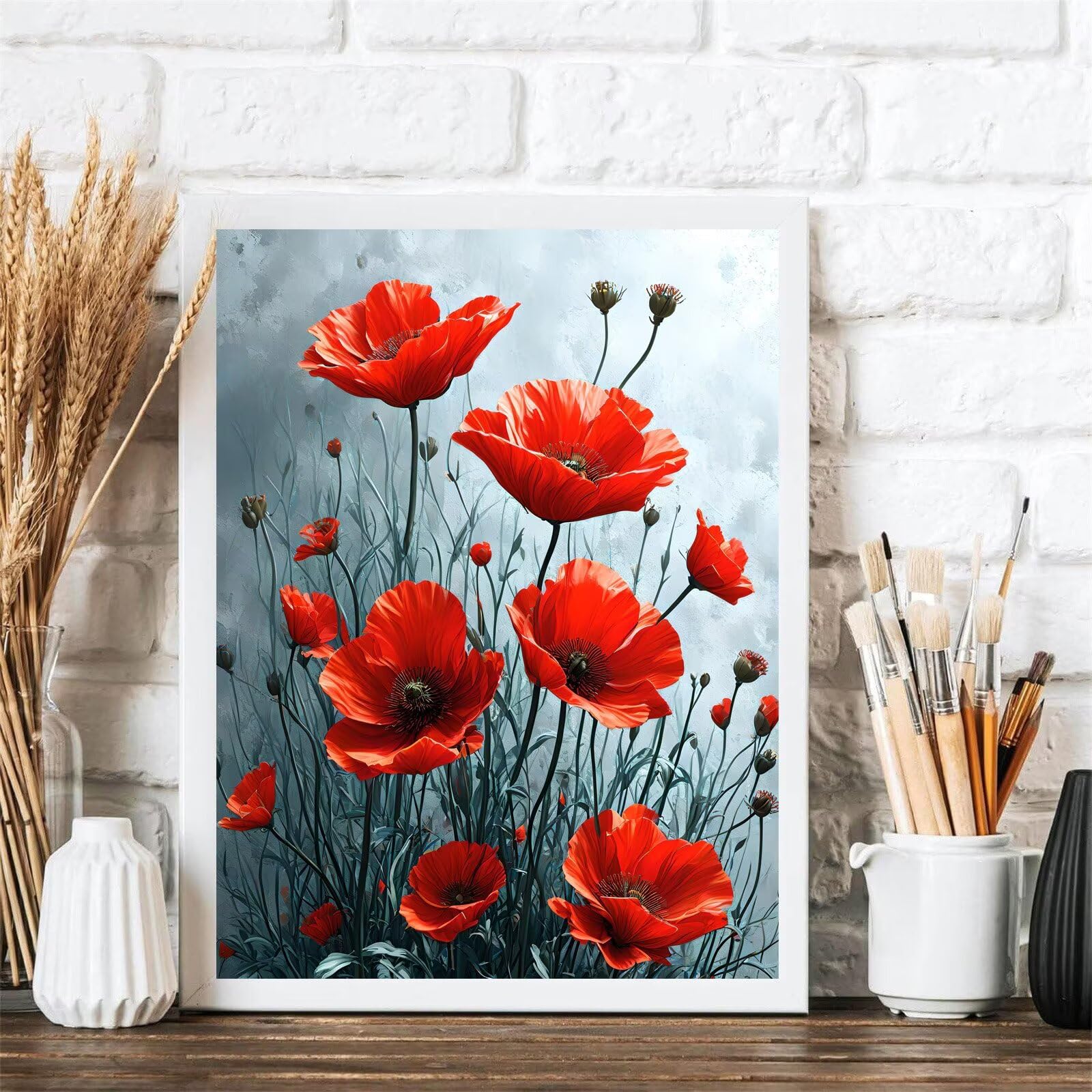 5D DIY Diamentowe malowanie pełny zestaw mak, diamentowe malowanie kwiatowe diamentowe malarstwo diamentowe, DIY diamentowa sztuka kryształowa sztuka dzieci haft krzyżykowy akcesoria do dekoracji domu