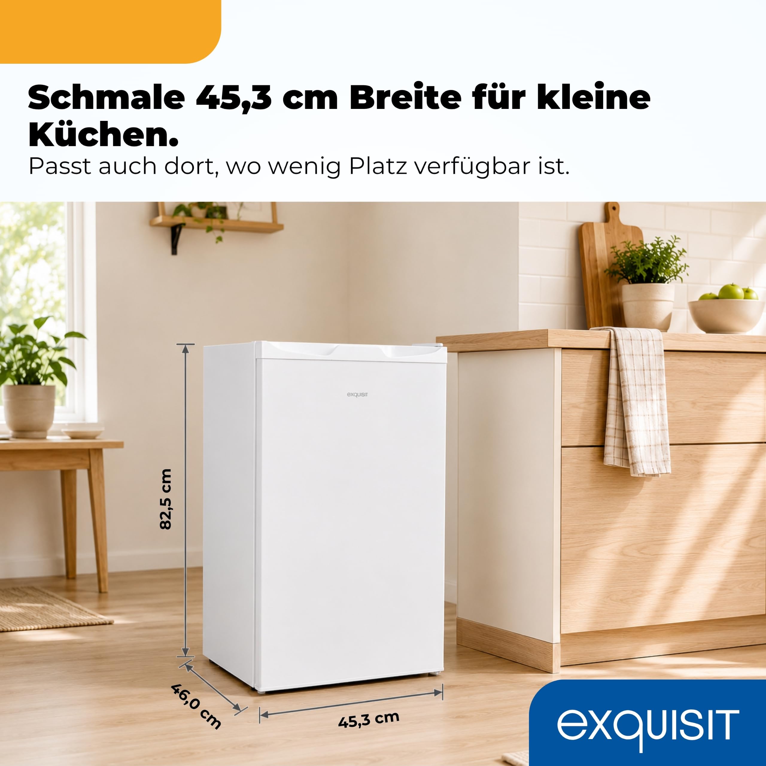 Exquisit GS5111-330E Gefrierschrank - 63 l Gefrierer Weiß - Kompakt | E-Klasse Mini-Gefrierschrank - 4-Sterne-Gefrieren - 39 dB Leise - Wechselbarer Türanschlag für Single-Haushalt