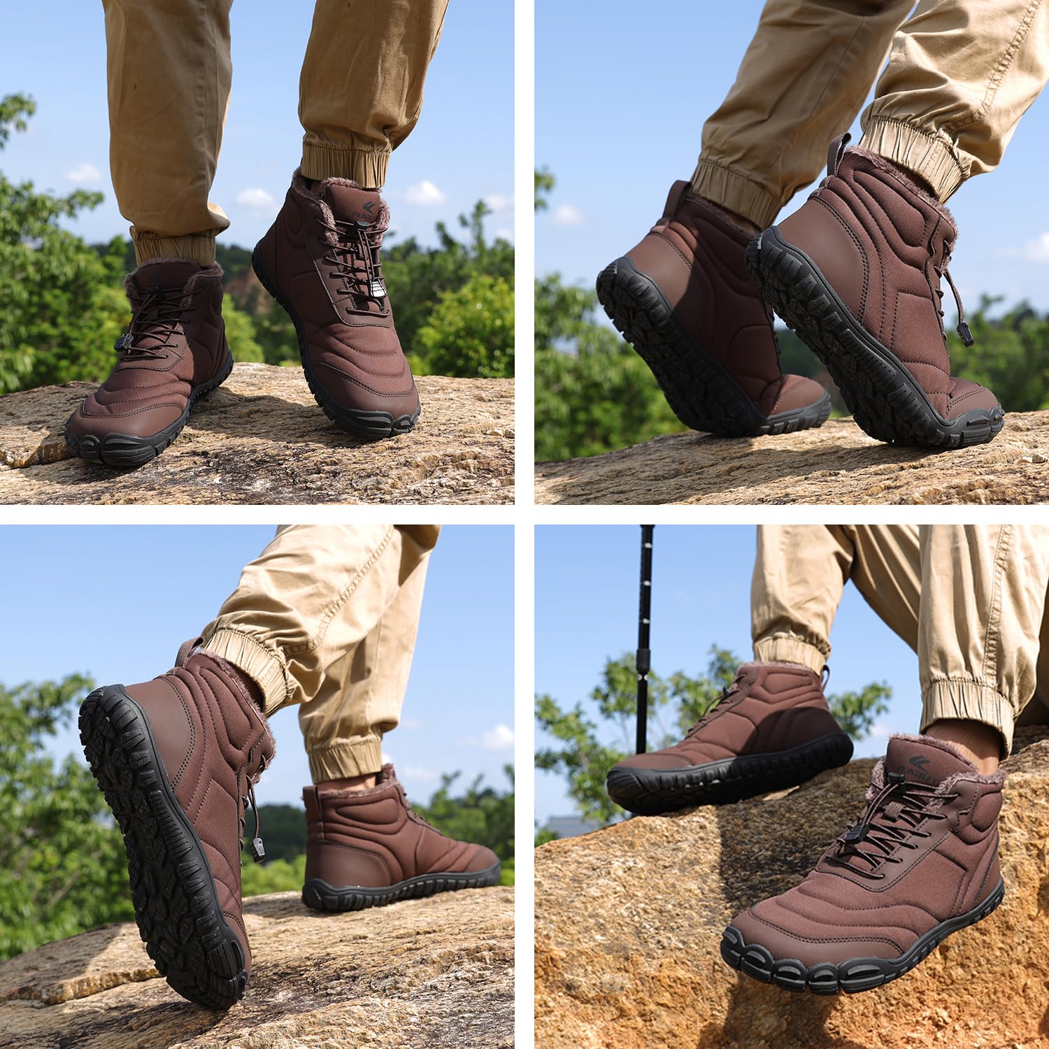 FLARUT Scarpe Invernali a Piedi Nudi Uomo Donna Barefoot Scarpe Foderate Caldo Scarpe a Punta Larga Resistenti all'acqua Scarpe da Trail Running Trekking InvernoStivali