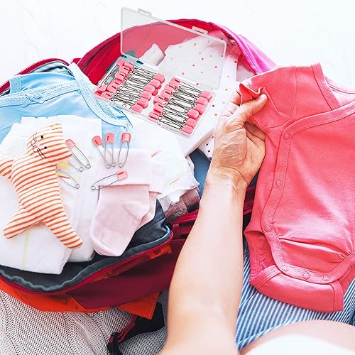 Miniatura 4 de 50 pasadores de pañales de seguridad de 2.2 pulgadas de plástico para la cabeza con cierres de bloqueo, acero inoxidable con bolsa de terciopelo