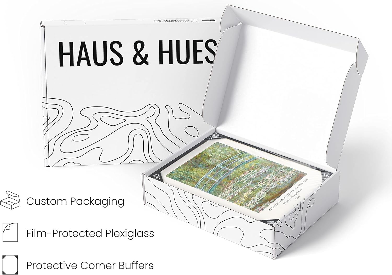 HAUS AND HUES Claude Monet Artwork Fine Art Paintings Water Lilies Claude Monet Monet Poster Famous Art prints Famous Paintings Modern Monet Wall Art BEIGE FRAMED (8" x 10")