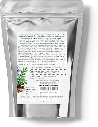 Miniatura 8 de Raíz de regaliz orgánica, 4 onzas (3.99 oz), té de raíz de regaliz orgánico certificado por USDA, raíz de regaliz, raíz de regaliz a granel picada,