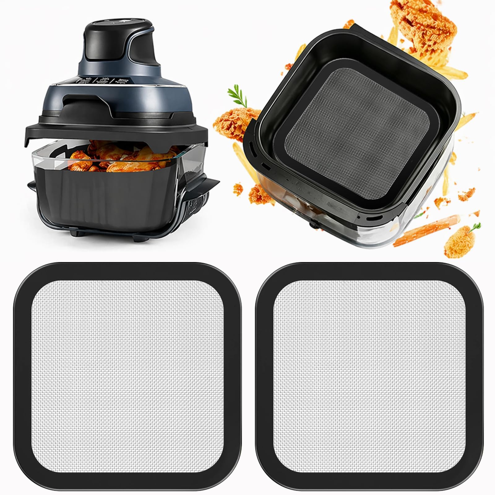 2 Stück Magnetischer Spritzschutz Ninja Crispi FN101 Edelstahl Air Fryer | Magnetischer Spritzschutz für Ninja Crispi FN101, Edelstahl, schützt vor Fettspritzern, leicht zu reinigen 14.8*14.8 cm