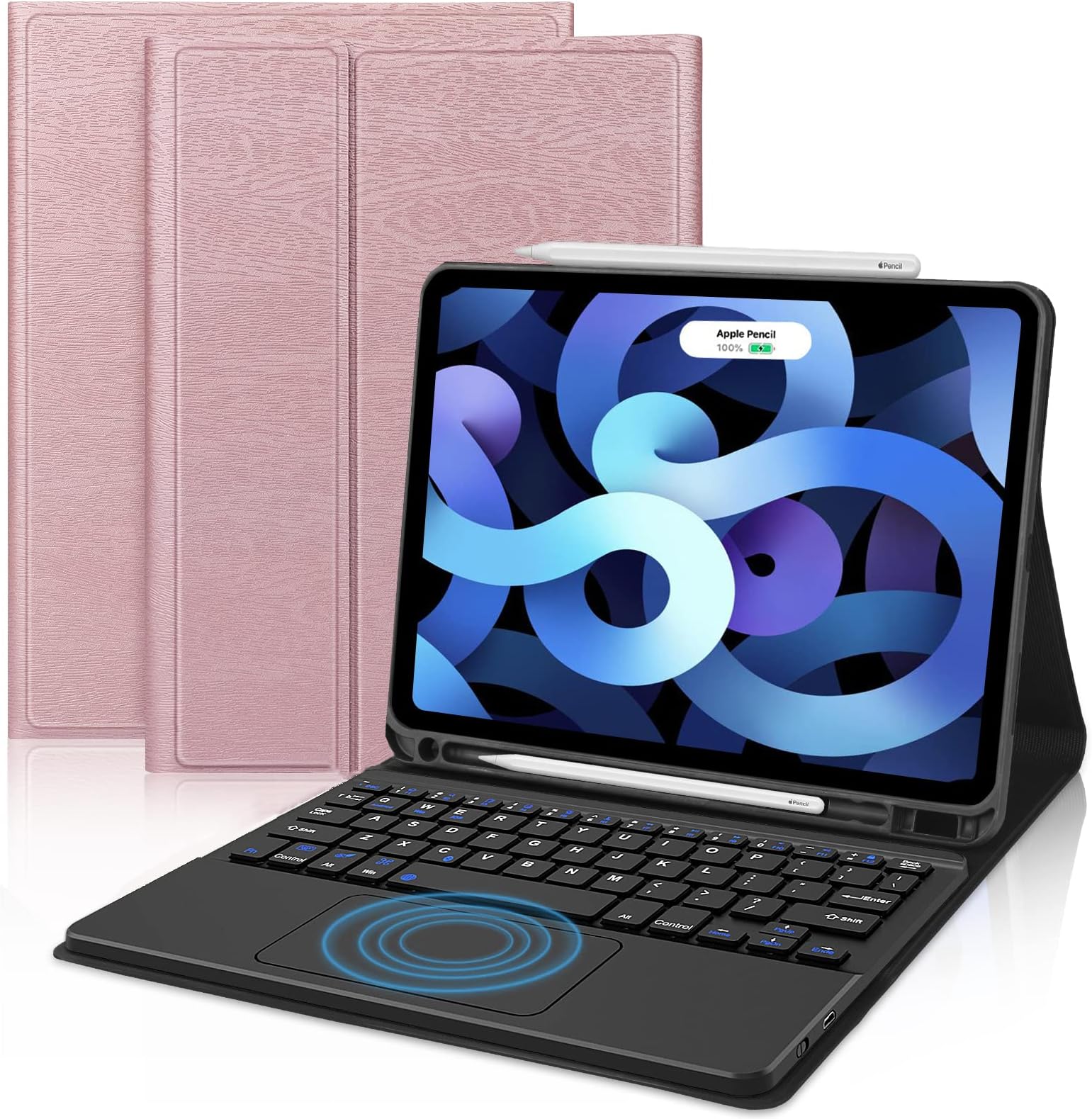 iPad 11 Pro Case with Keyboard (4th, 3rd, 2nd and 1st Generation), for iPad Air 4th/5th Gen 10.9 inch - Touchpad Removable Magnetic Keyboard Smart Protective Case with Pencil Holder, Rose Gold