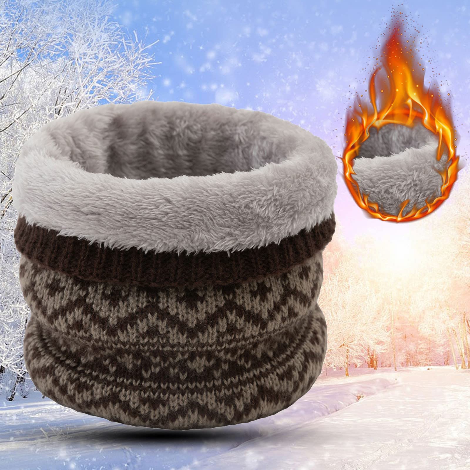 Collar de lana de invierno cálido para mujer, bufanda de esquí para clima frío, Baberos de punto para hombres, bufanda con doble babero, polaina para el cuello para hombres(Coffee-One Size)