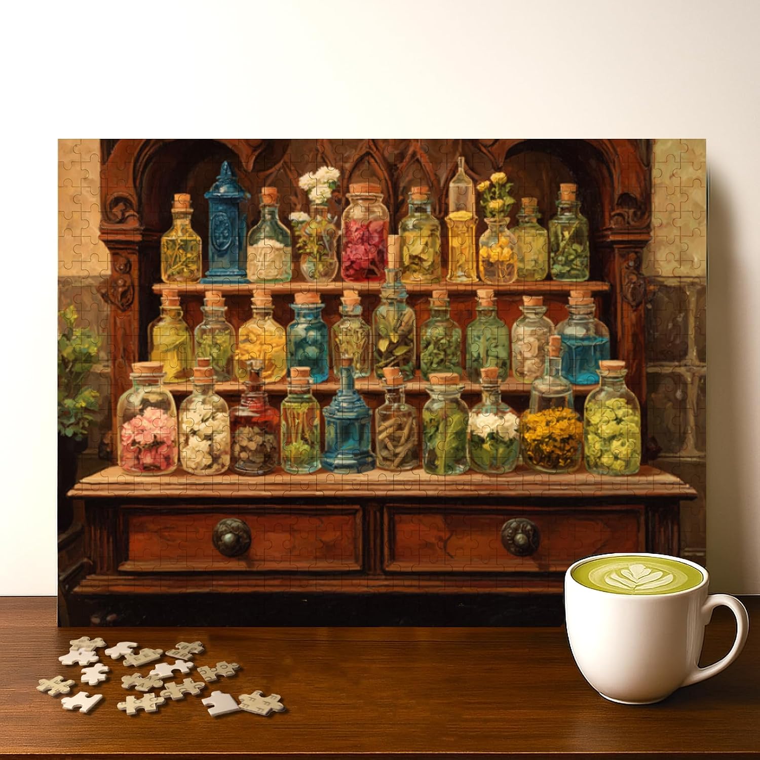 Herbal Medicine Apothecary Fantasy Jigsaw Puzzle - 500 Pieces Wooden Puzzle for Adults, Wall Art Gift, Finished Size: 20 x 15 Inch