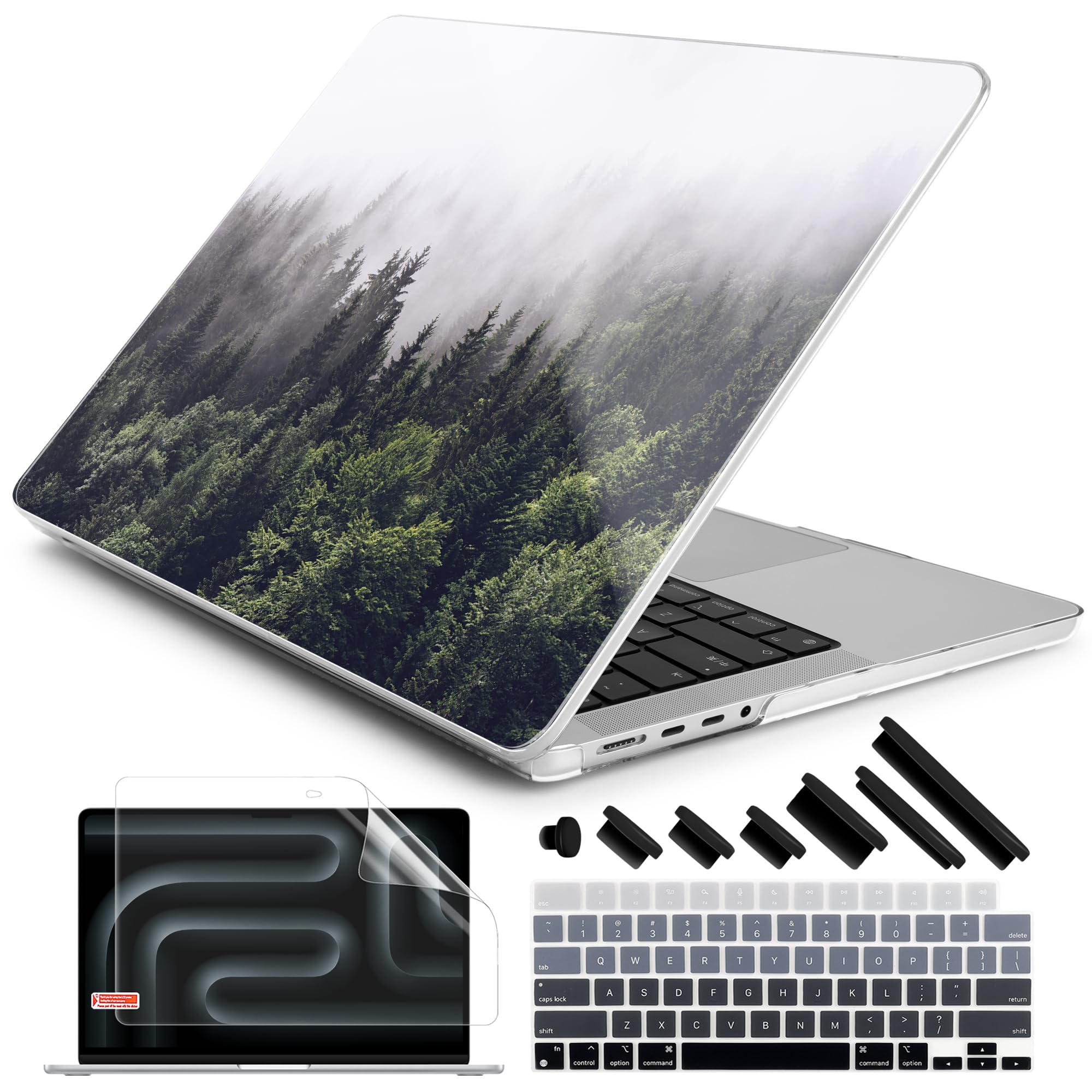 DONGKE Funda Compatible con MacBook Pro de 14 Pulgadas 2023 2022 2021 M2 A2779 M1 A2442 Pro/MAX, Funda rígida de plástico para MacBook Pro de 14 Pulgadas con Pantalla Retina XDR e ID táctil, Bosque