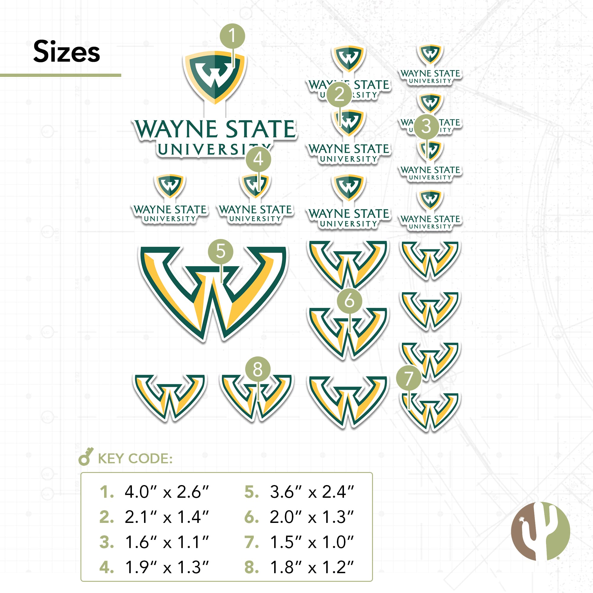 Wayne State University Sticker - Desert Cactus Vinyl Decal For Laptop, Car, Water Bottle - View #7