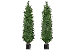 POZOY 4FT Artificial Cedar, Outdoor Faux Pine Shrubs