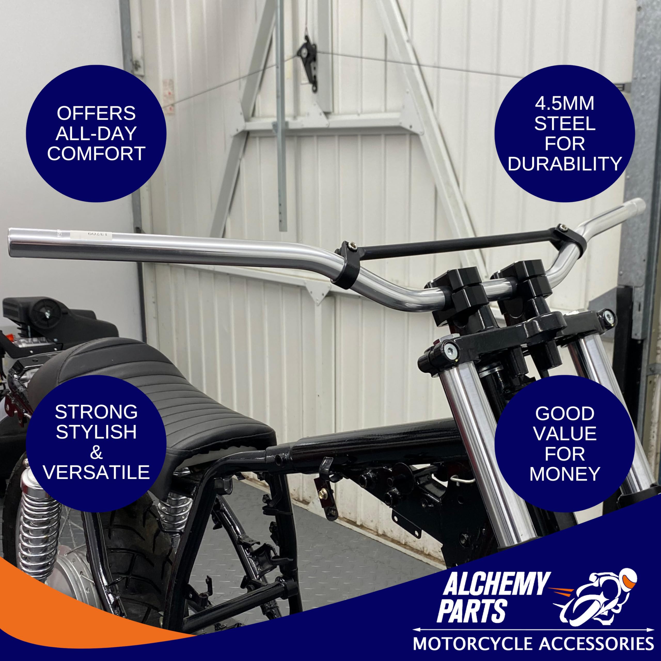 Amazon | オートバイブレースハンドルバー 22mm 7/8インチ クロム