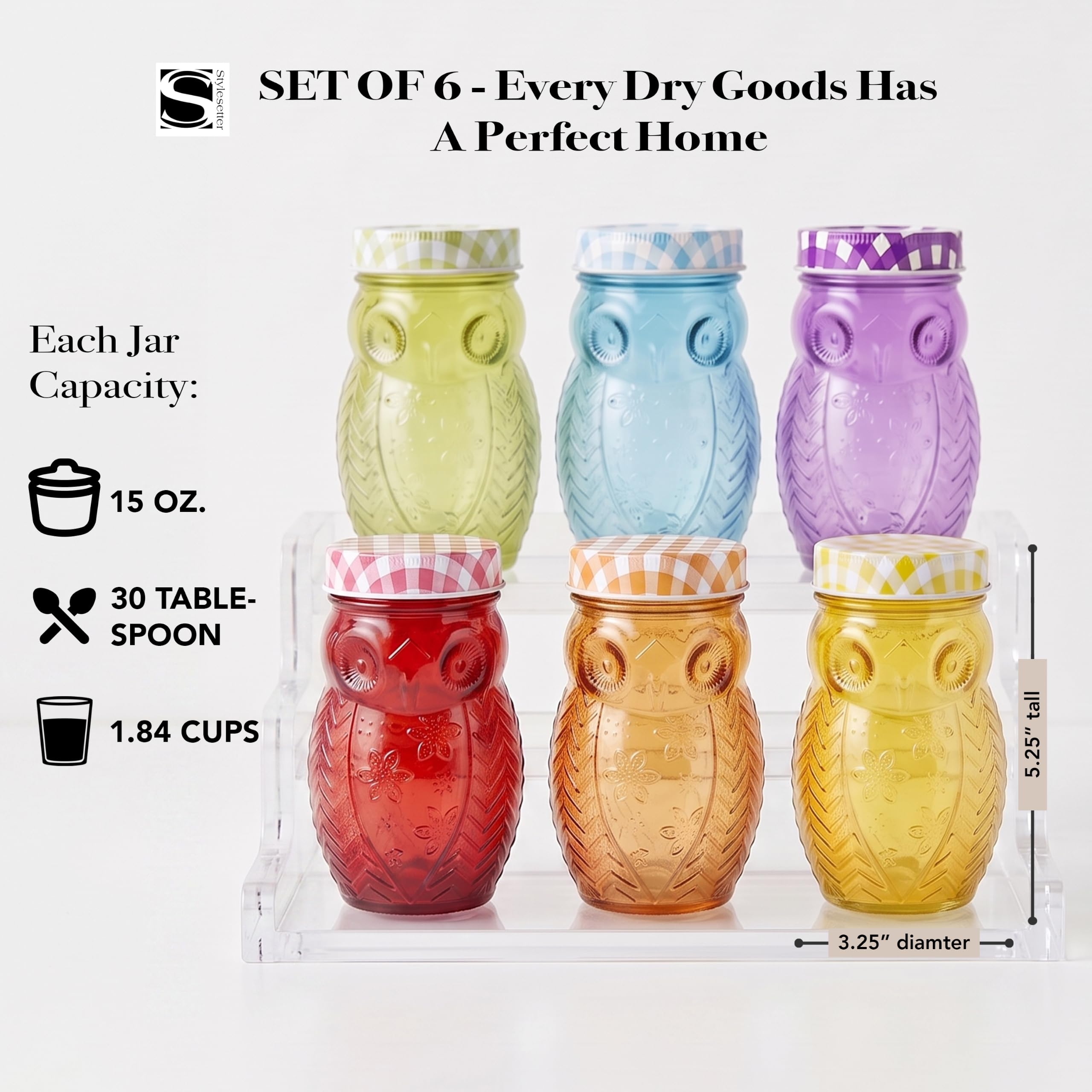 Amazon.co.jp: Style Setter 206242-6GB フクロウ色 ガラスジャー6点