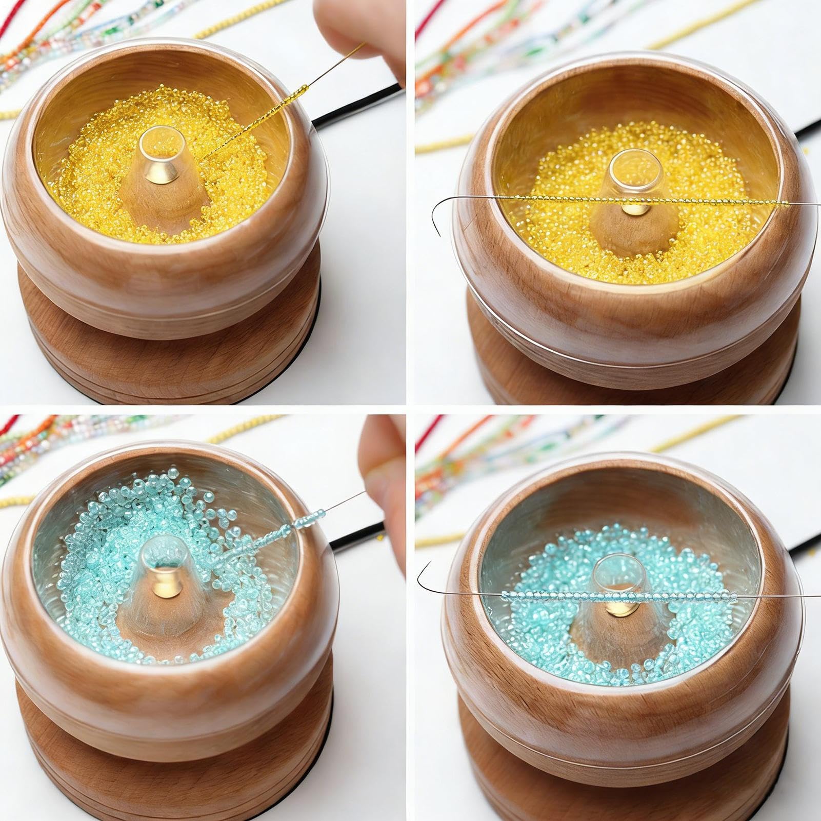 Generisch Perline – Bead Spinner | elettrico per la creazione di gioielli, cacciavite automatico per perline in legno con aghi, kit fai da te & argento