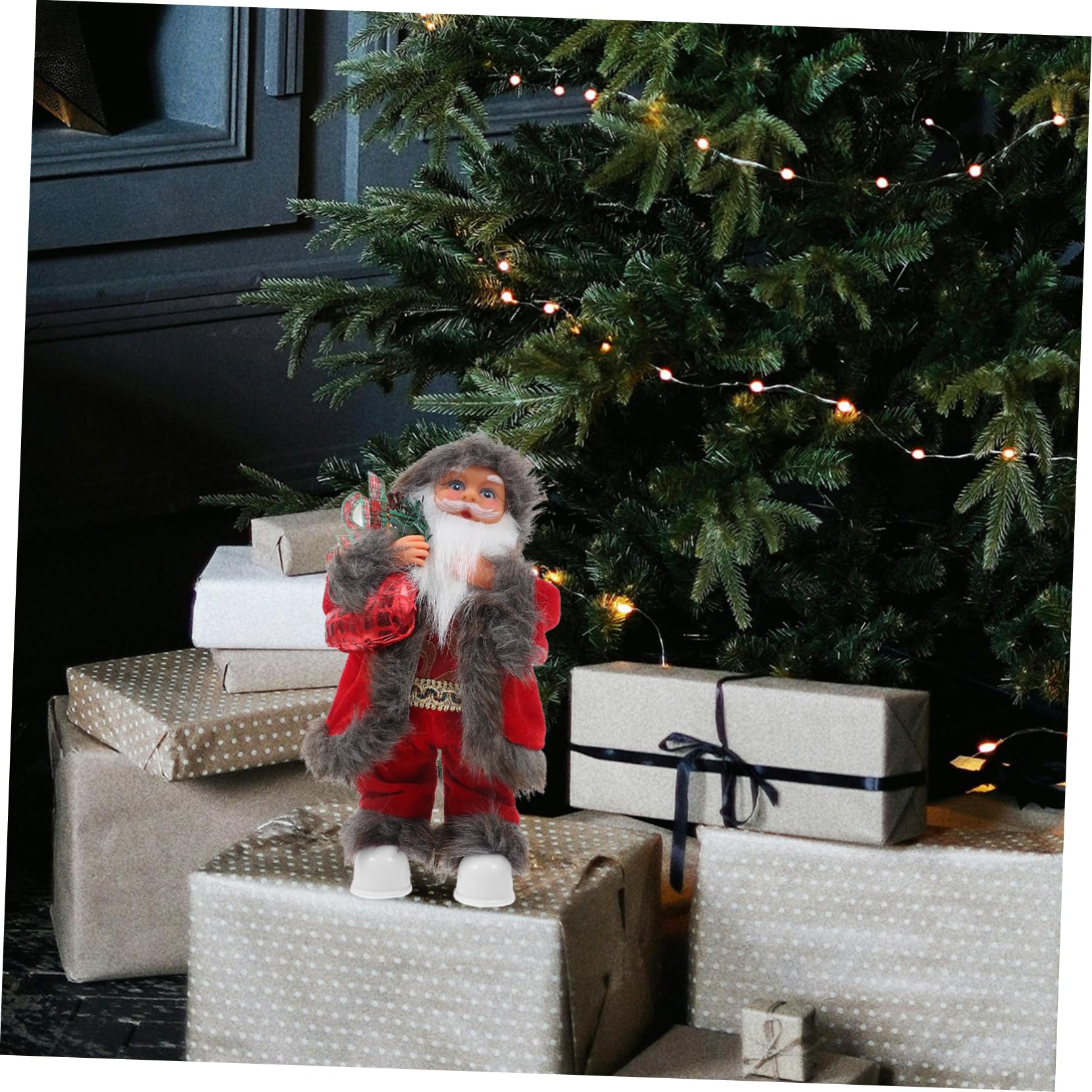 Statuina Di Babbo Natale Di Natale Elettrica in Piedi Ornamento Da Tavolo Decorazione Natalizia Per Casa