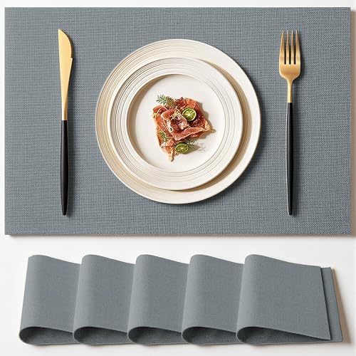 Placemats Set of 6 Linen Type Fabric Cloth Placemats, 18x12