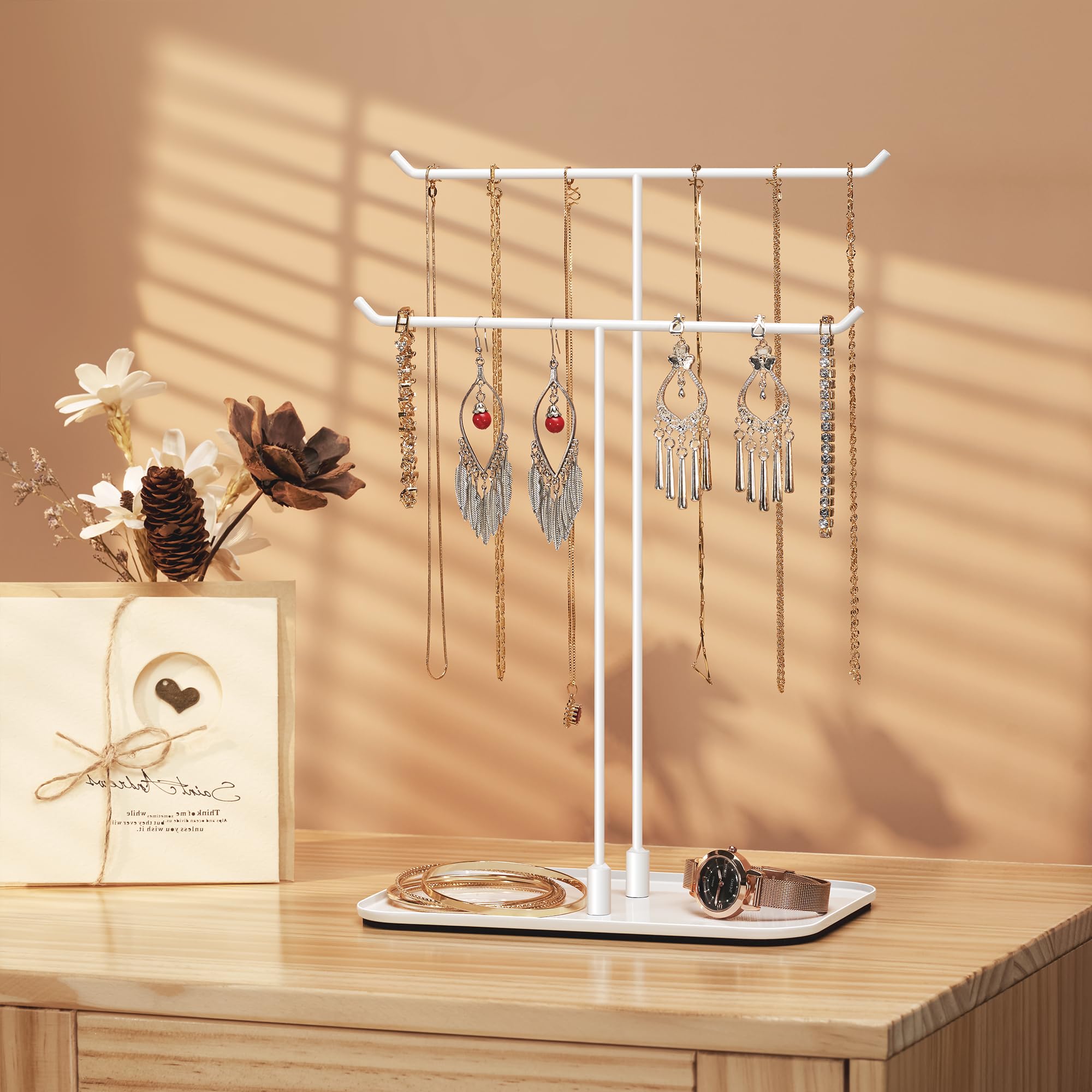 Organizer Per Gioielli Vassoi Per Gioielli In Legno E Bianco, Eleganti