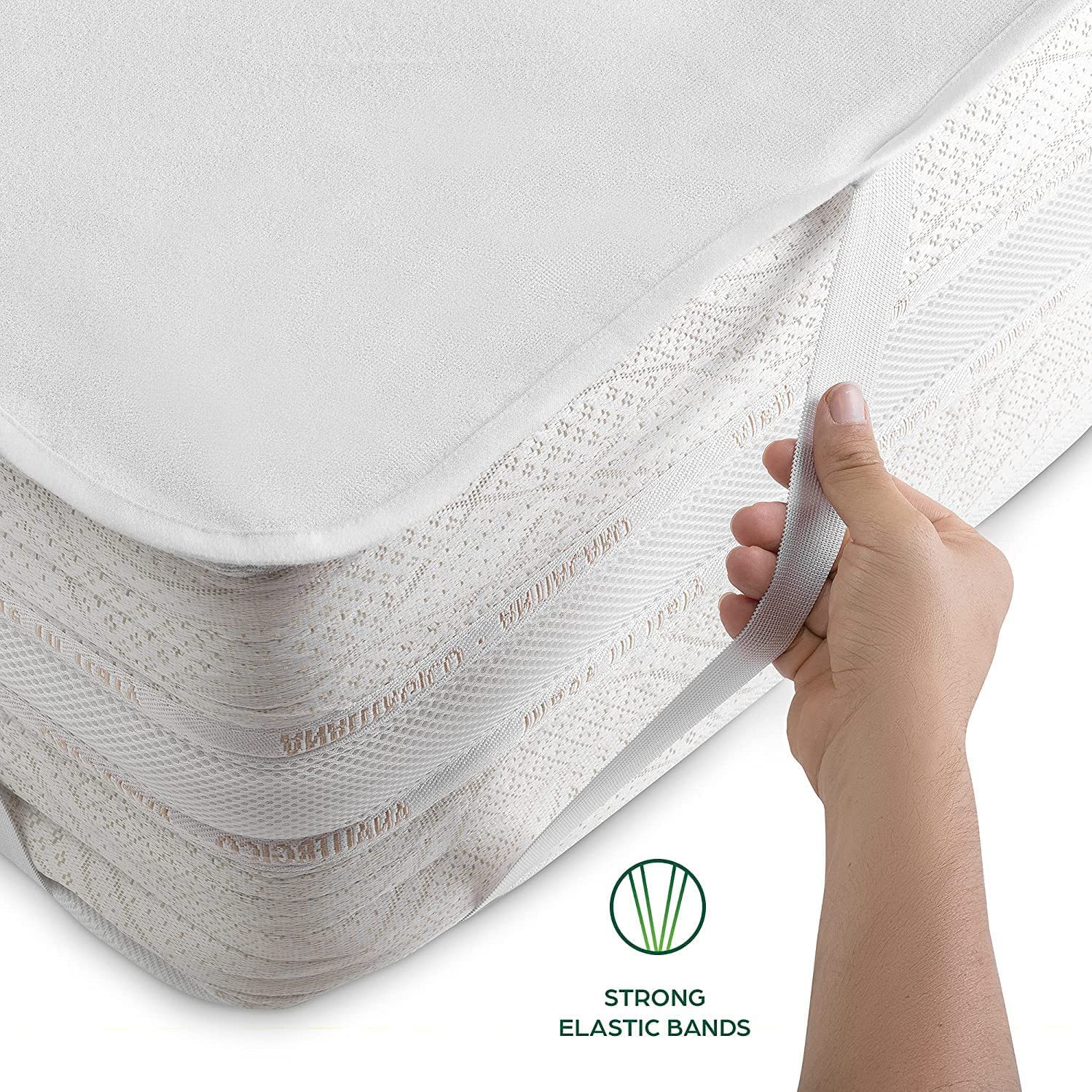 Ochraniacz na Materac 160x200 Bawełniany Pokrowiec na Materac Wodoszczelna 100% Wodoodporny Nakładka na Materac Higieniczny i Oddychający Pokrowiec na Materac Antyalergiczna z 4 Gumkami na Rogach