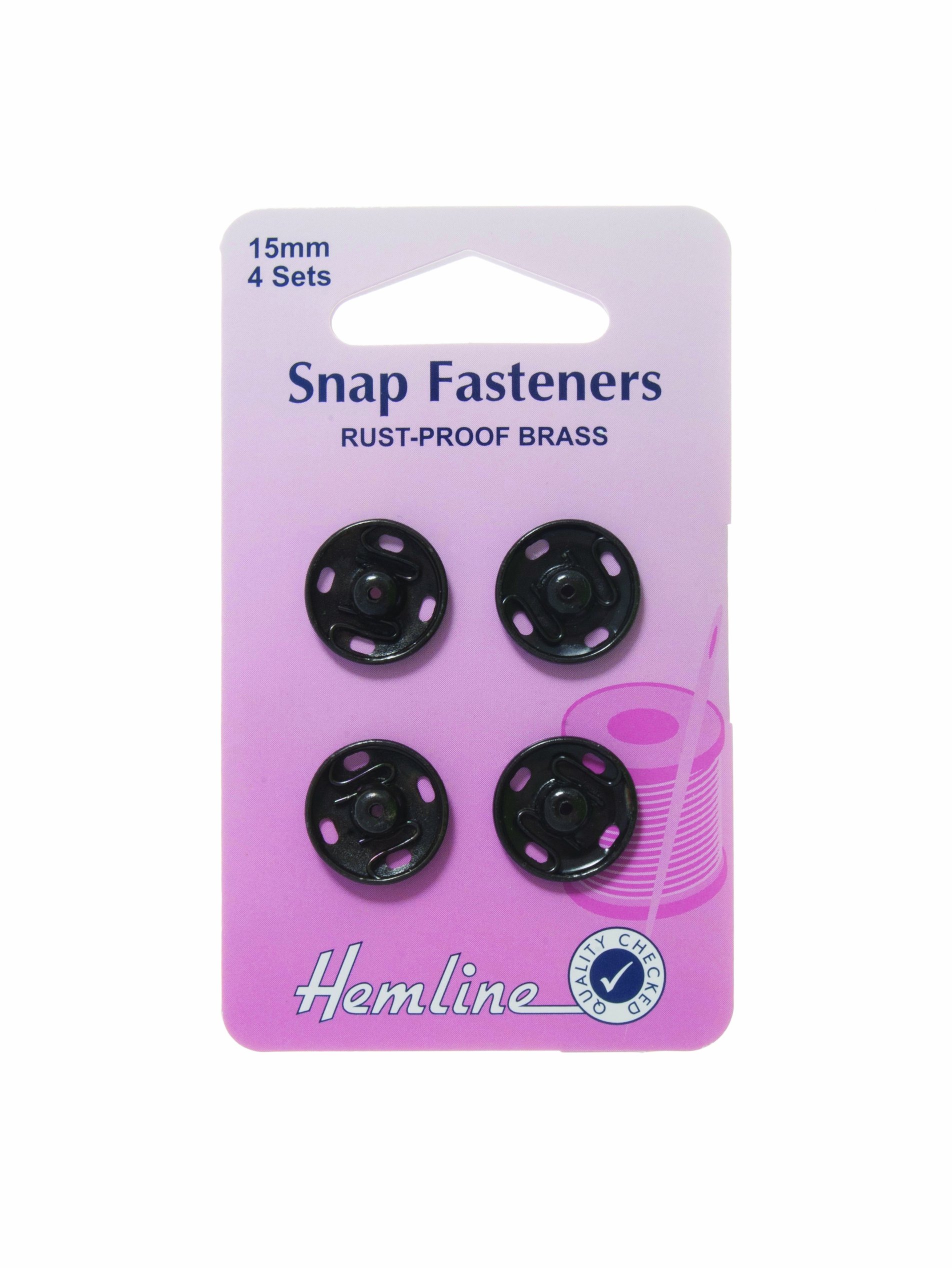 Hemline Sew On Snap Fasteners 15mm Black