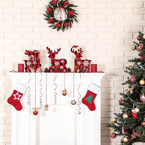 Miniatura 4 de 3 piezas de decoración navideña de renos, decoración rústica de mesa navideña para el hogar, centro de mesa de granja, decoración de bandeja