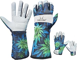 Leather Gardening Gloves For Women Men - Heavy Duty Work Gloves Men Women - Dexterity Gloves – Thorn Proof Safety Gloves garden gloves women Men mechanic gloves builders gloves (Medium, Green-Long)