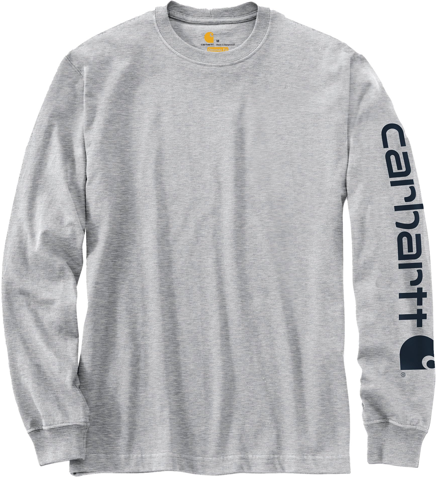 Carhartt, Herren, Lockeres, schweres, langärmliges T-Shirt mit Logo-Grafik auf dem Ärmel, Grau meliert, XL