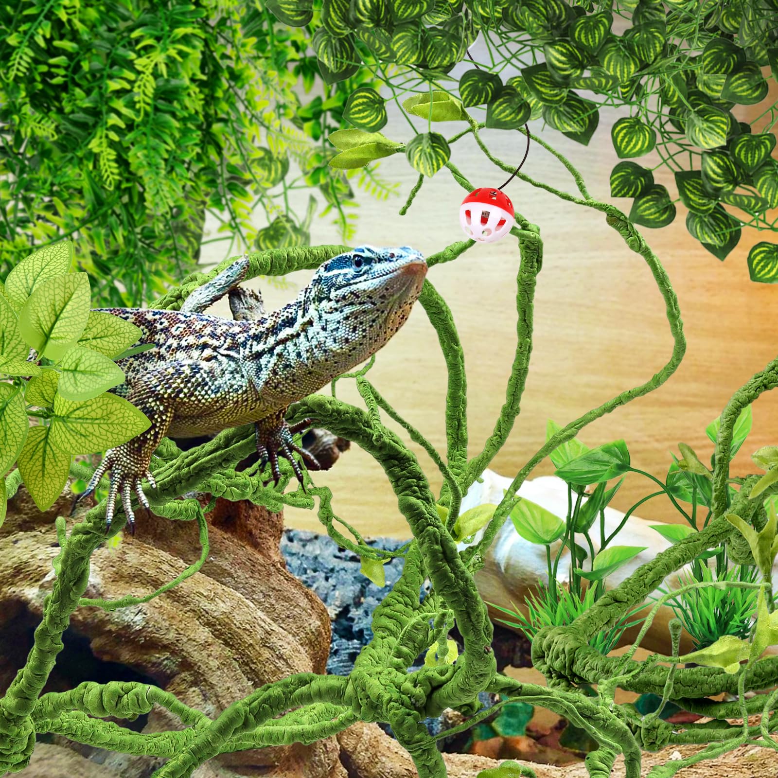 QUOZUO Hngepflanze Terrarium Zubehr, kunstpflanze hngend, Knstliche  Pflanzen Reptilien Terrarium Kletterreben Bltter, Chamleon Terrarium Deko  fr Eidechsen, Schlangen : Amazon.de: Haustier