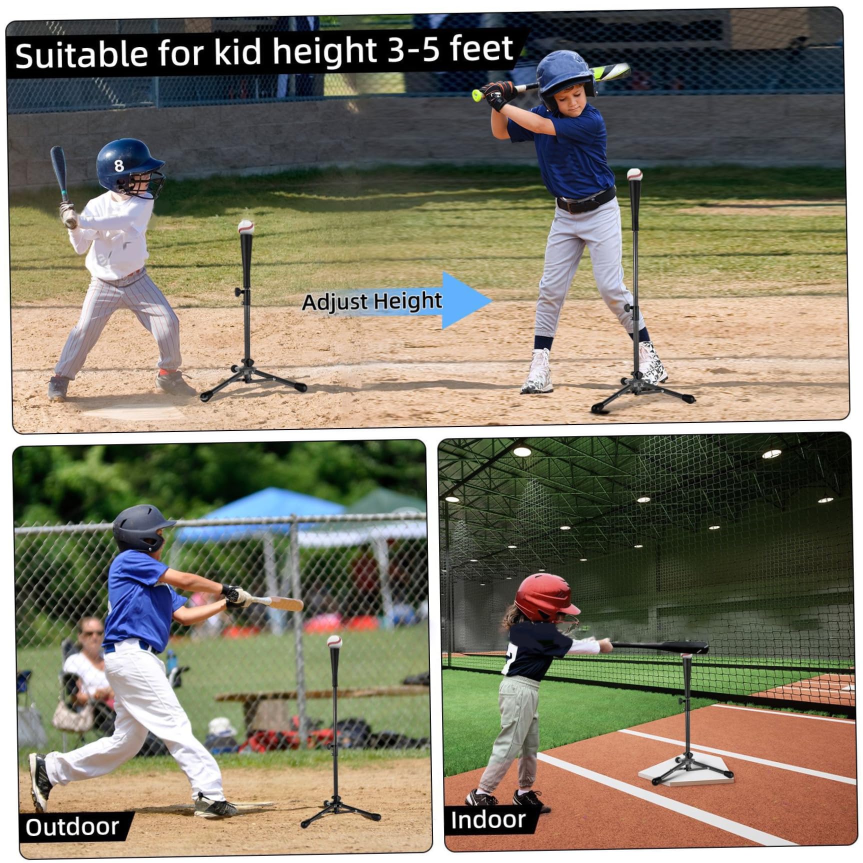 Tee de Baseball pour Enfants, trépied Stable et Portable réglable de 21 à 30 Pouces pour entraînement à la Frappe, avec Un Sac Transport Tees Baseball pour Frapper Tee pour enfa