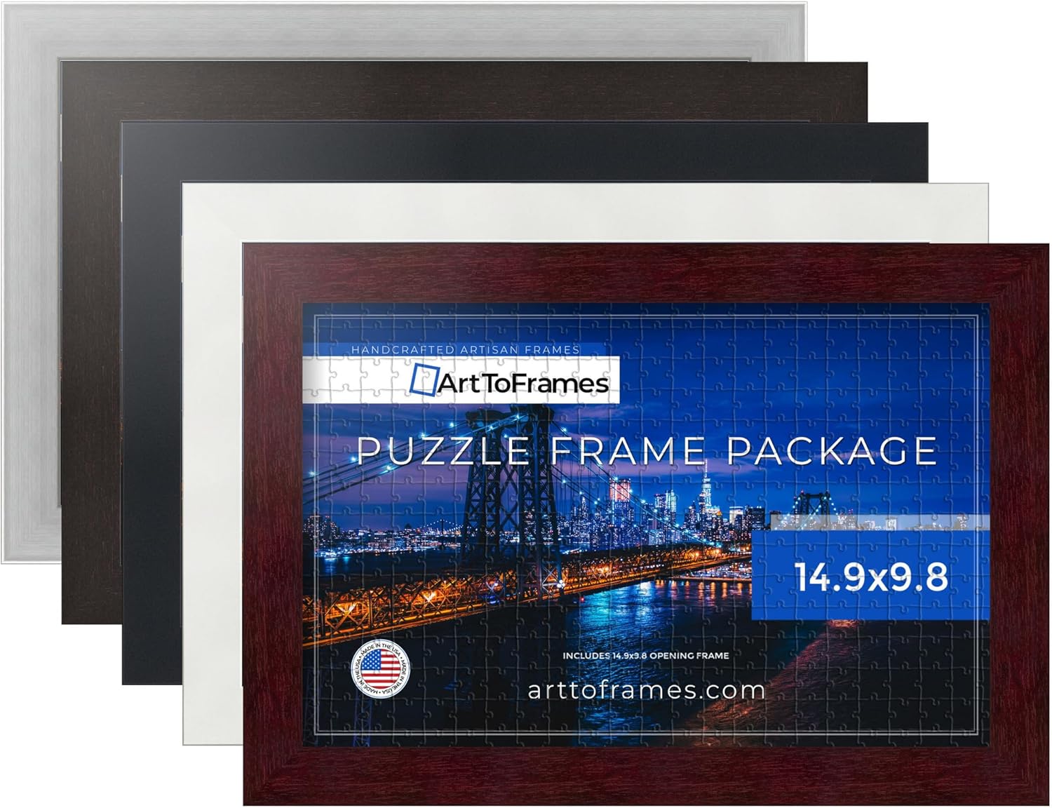 ArtToFrames 14.9x9.8 INCH/38x25 CM Brown Frame for 100 Piece Puzzles.This 1.25 Inch Custom MDF Puzzle Frame is Gray Oak - Comes with Regular Glass (Puzzle76808-973-14.9x9.8)