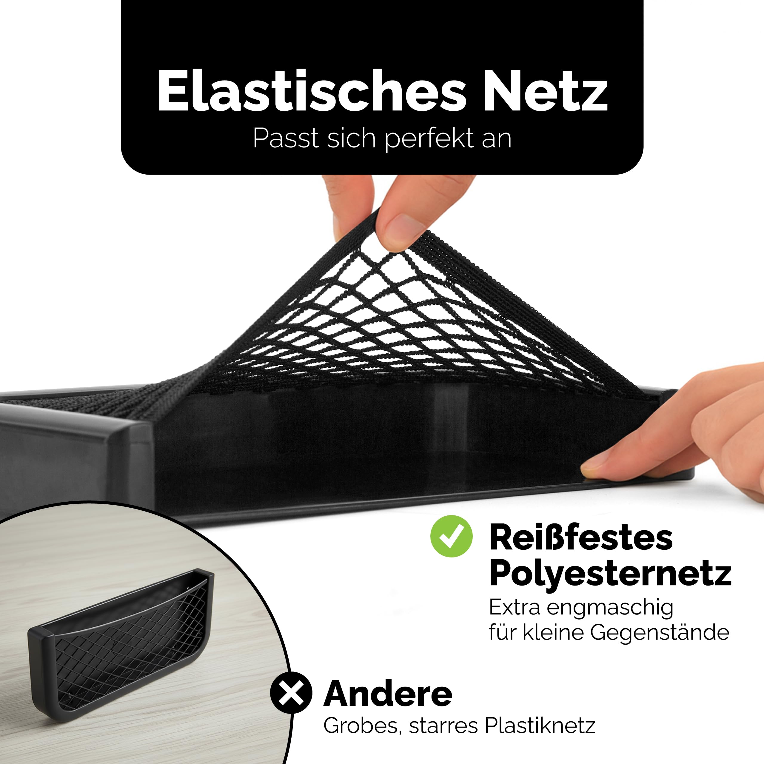 Vicera Ablagenetz für Camper und Wohnmobile 2er Set - Aufbewahrungsnetz aus robustem Kunststoff und elastischem Netz - Montagematerial inlusive