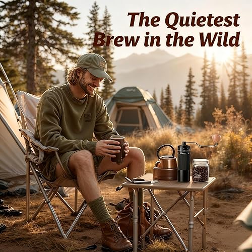 Miniatura 7 de Molinillo de café manual portátil con molino de rebabas cónicas de acero inoxidable, molinillo de café pequeño de capacidad de 0.88 oz para viajes,