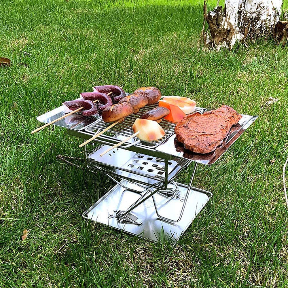 Grill węglowy, łatwy do czyszczenia, idealny do gotowania na świeżym powietrzu, na kemping, wędrówki, pikniki i spotkania ogrodowe – przenośny i designerski