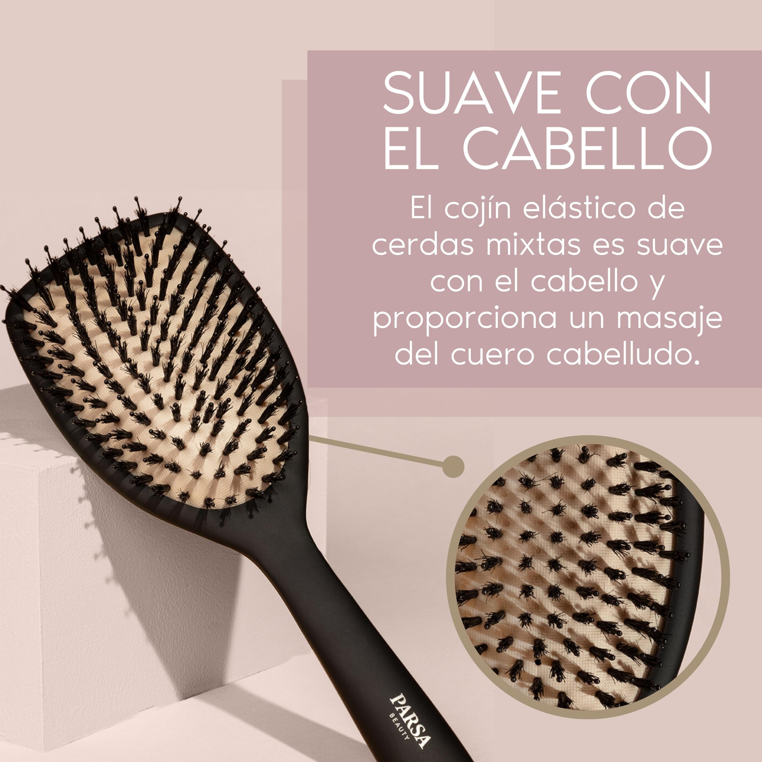 Parsa Beauty Cepillo Profesional de Tratamiento Keratina + Biotina (Cepillo de pala) – Cepillo para Alisar y Cuidar el Cabello – Cepillo para Cabello Rizado – Cepillo para Cabello Largo