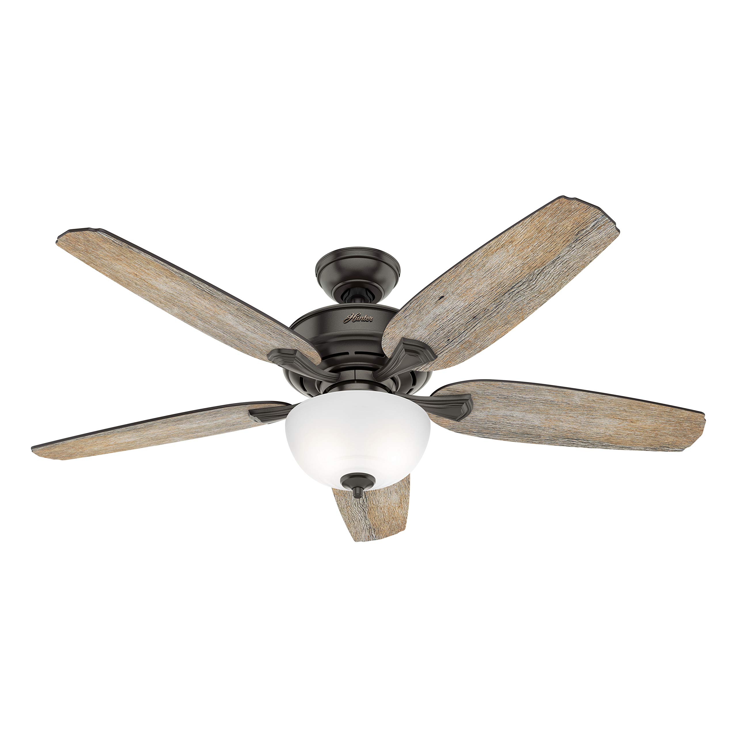 Hunter Fan 54 inch Casual Noble Bronze Indoor Ceiling Fan with LED Light Kit and Remote Control (Renewed)