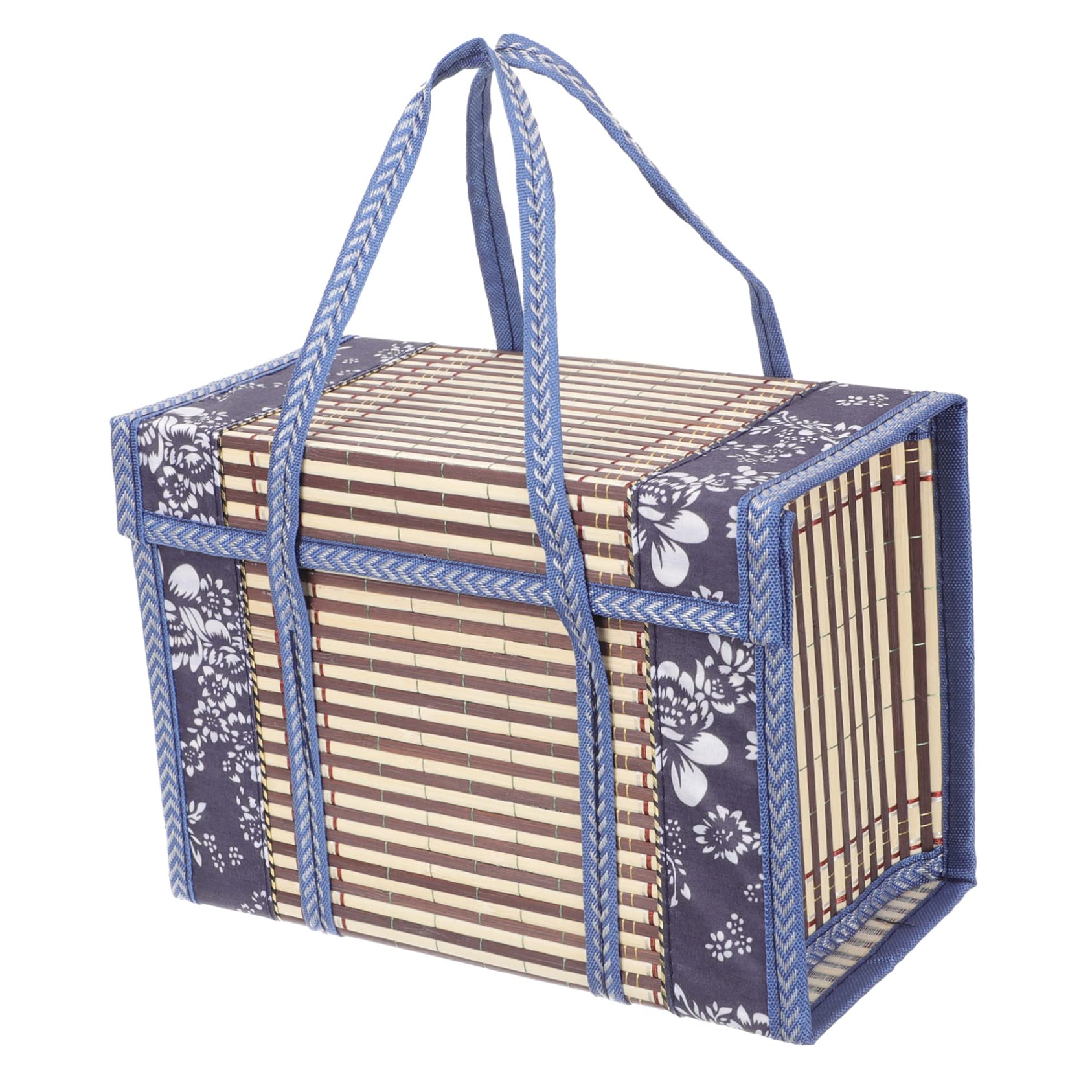 INOOMP Outdoor Folding Bamboo Basket Outdoor Basket Chicken Egg Basket Picnic Basket with Lid Eggs Candy Basket Decorative Basket Seagrass Basket Storage Holder Gift Wrapping Box Basket