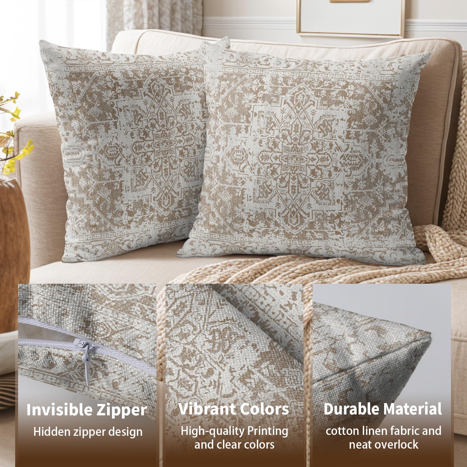 Federa Per Cuscino Lombare Nuyecy 30x65 Cm – Cotone Con Righe Classiche E Pompon Neri, Stile Bohémien, Fodera Senza Imbottitura - 2
