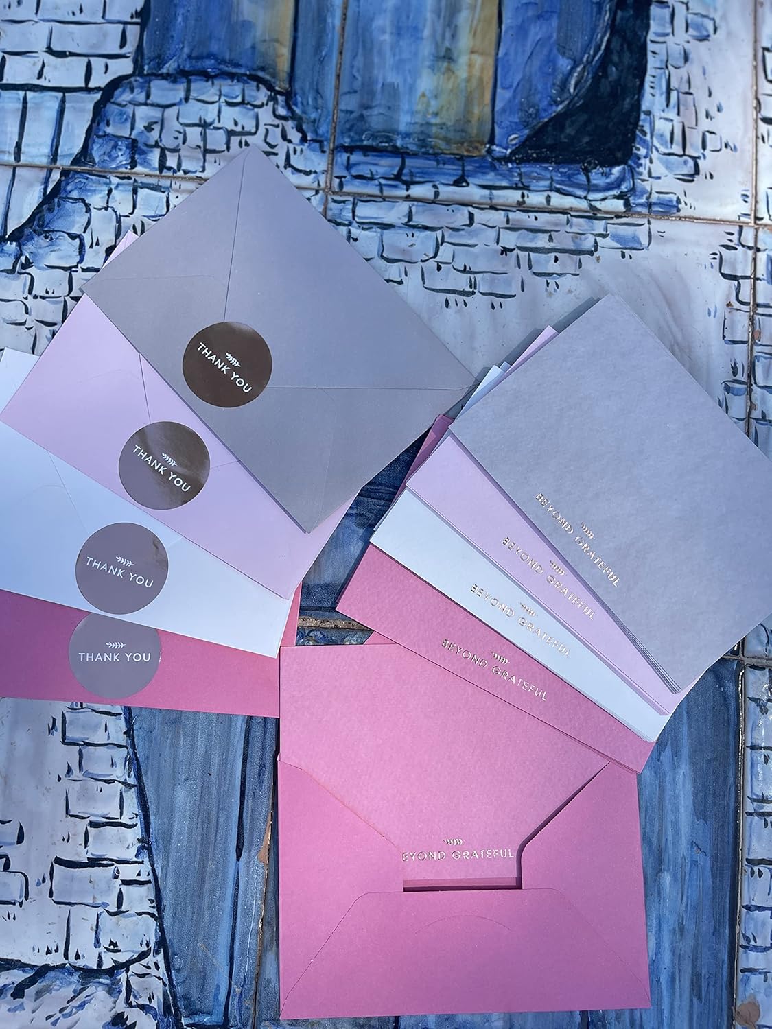 RUN2PRINT Beyond Grateful Lot De 36 Cartes De Remerciement Avec Enveloppes Et Cadeau De 36 Autocollants