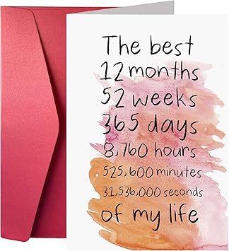 Amazon Com First Year Anniversary Card One Year Anniversary Card For Him Or Her Thoughtful Anniversary Card Office Products Amazon Com First Year Anniversary Card One Year Anniversary Card For Him Or Her Thoughtful Anniversary Card Office Products