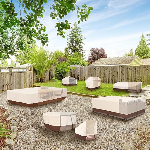 Miniatura 7 de Fundas para muebles de patio, funda redonda resistente para mesa de patio (48 pulgadas de profundidad x 26 pulgadas de alto), cubierta de mesa