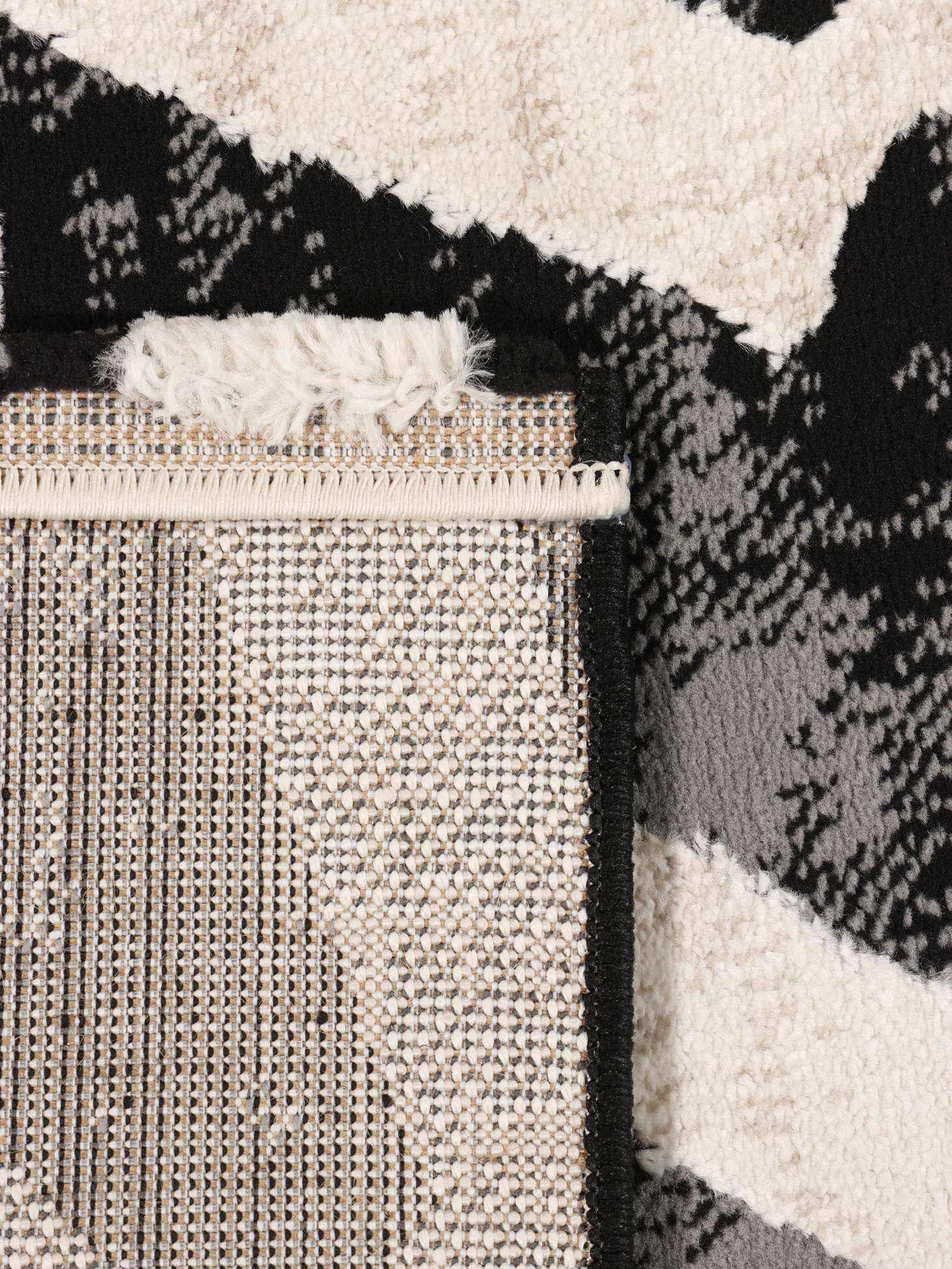RugVista Nalori Tappeto, 160 x 230 cm, Nero/Beige | Moderni, Rettangolare, Pelo medio, Lavabile solo a secco, Oeko-Tex 100, Soggiorno, Sala da pranzo, Camera da letto