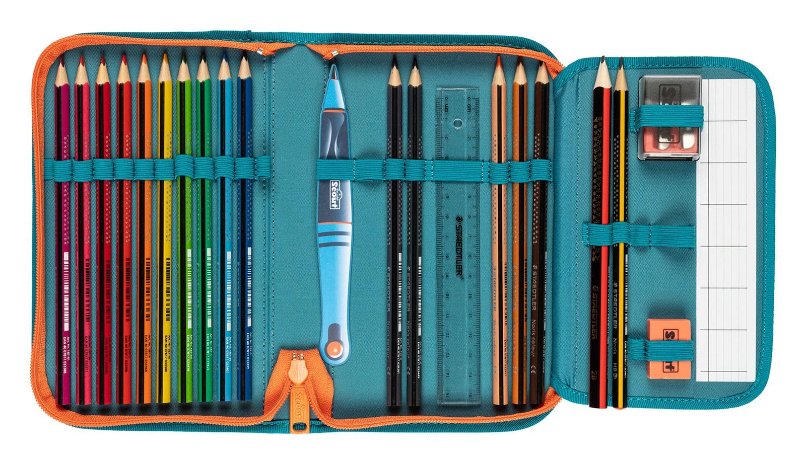 SCOUT Schulranzen Superflash Sunny II Set 4-teilig Seadragon blau