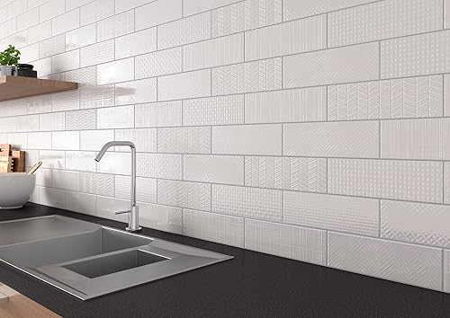 Miniatura 5 de M S International Urbano Dusk - Azulejo de pared de cerámica brillante para baño, cocina, salpicadero, acento y ducha, muestra