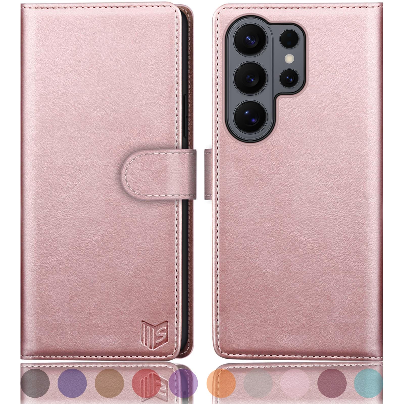 Photo 1 of SUANPOT Compatible with Samsung Galaxy S26 Ultra Wallet case with RFID Blocking Credit Card Holder,Flip Book PU Leather Protective Cover Women Men for Samsung S26 Ultra Phone case Rose Gold