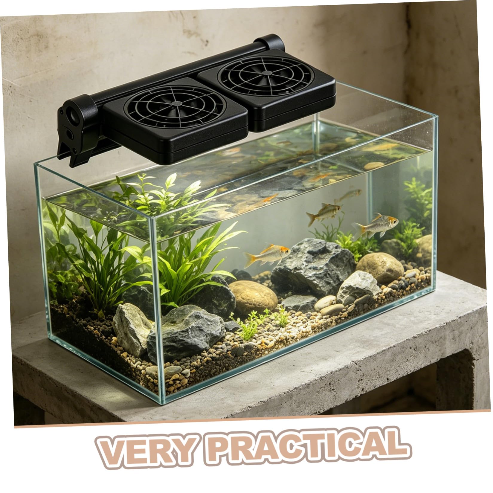 CHILDWEET Ventilador de Enfriamiento para Acuario 2x1, 9 W Abs Negro