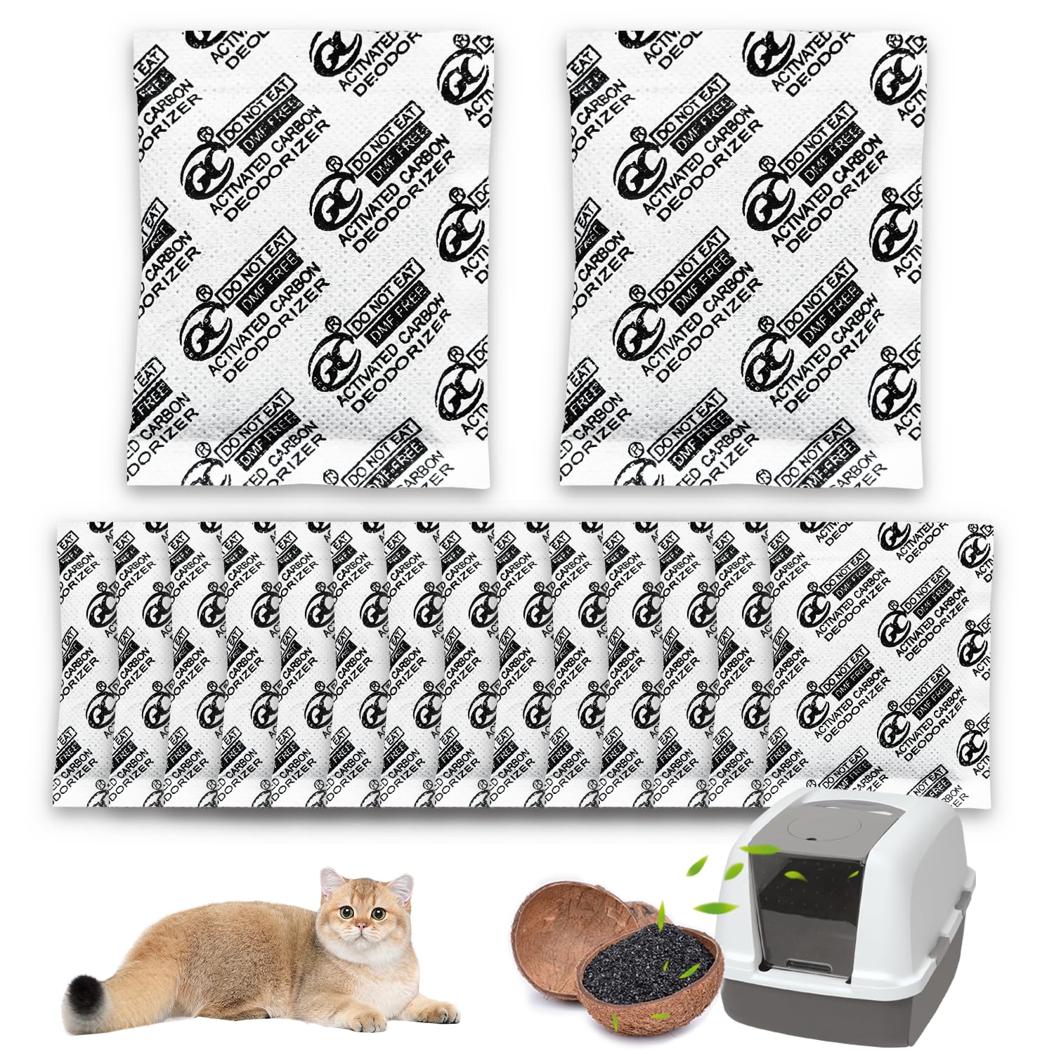 16 PCS Cat Litter Box Deodorizer for Hooded Litter Boxe, Activated Charcoal Odor Absorber, Carbon Filter Compatible with Whisker OdorTrap Pod Accessories Filter and Traditional Litter Boxes, Unscented